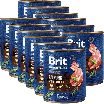 Brit Консерва Brit premium by Nature Свинско и Трахея 12 x 800 г