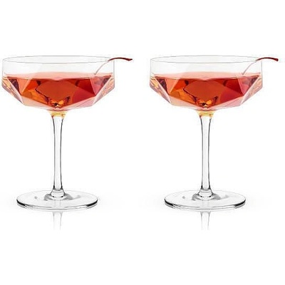 Viski (САЩ) Комплект от 2 бр. кристални купе чаши viski seneca фасетирани - 207 мл (viski 6267)