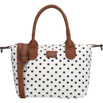 Charm London dámská kabelka Buckingham 6 5L bílá s puntíky