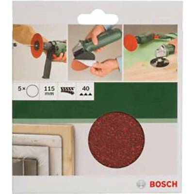 BOSCH Sada 5dílná brusných papírů pro úhlové brusky 115 mm G = 40