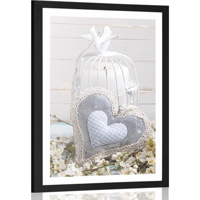 Plakát s paspartou vintage srdíčko a vojtěšky - 60x90 white