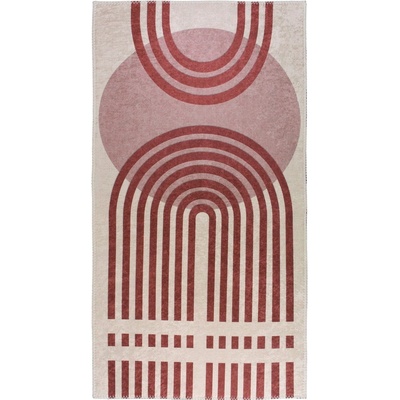 Vitaus Червен/бял килим, подходящ за миене 80x150 cm - Vitaus (KRN-9568-80x150)