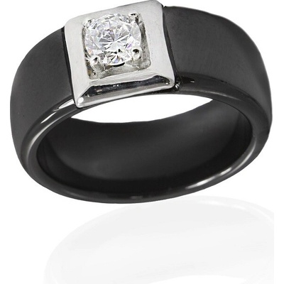 BM Jewellery Dámský keramický prsten se zirkonem černý S947130