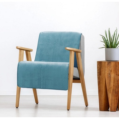 Mybesthome Přehoz na křeslo sedačku SAMUEL modrá 70 x 160 cm