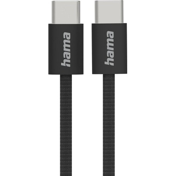 Hama Кабел за зареждане "Fabric", USB-C - USB-C, 1 m, Nylon, черен (HAMA-195002)