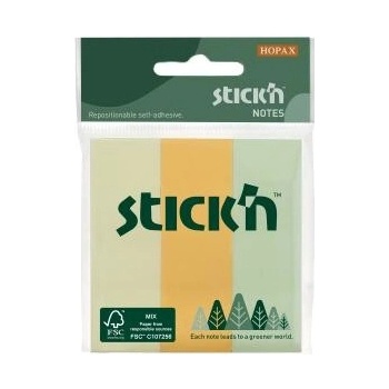 Samolepiaci bloček, 76x25 mm, mix pastelových farieb, 3x50 lístkov
