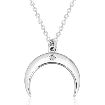 Šperky eshop Briliantový stříbro obrácený půlměsíc s čirým diamantem S61.05