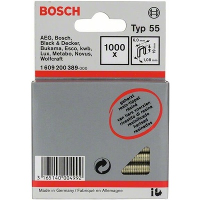 BOSCH Úzka sponka do sponkovačky, typ 55, laminovaná 6 x 1,08 x 19 mm (1000 ks) 1609200389