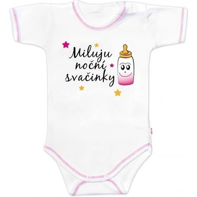 Body krátky rukáv s vtipným textom Baby Nellys Miluju noční svačinky holka