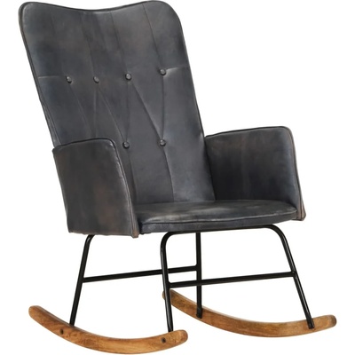 vidaXL Люлеещ стол, сив, естествена кожа (339681)