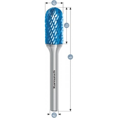 Karnasch Professional Tools Válcová fréza na kov Karnasch D 3,0×30 S6 L60 mm, se zaoblenými hranami, povlakovaná, HP-3