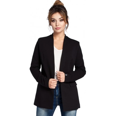 BE B030 Collarless open front knit blazer - blackB030 SALE - Бял, размер XXL