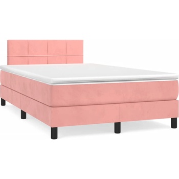 vidaXL Боксспринг легло с матрак, розово, 120x190 см, кадифе (3269842)