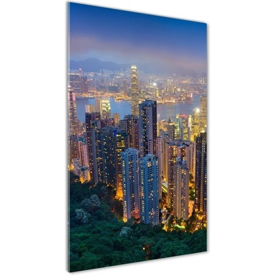 Vertikálny foto obraz fotografie na skle Nočný Hongkong 50x100 cm