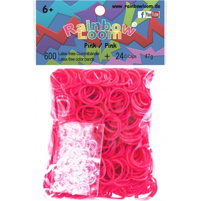 RAINBOW LOOM Original gumičky 300 kusov neónovo ružové