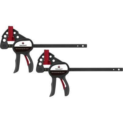 Mini jednoručná svorka 100x35 mm, sada 2 ks TOOLCRAFT 1669393 Rozpätie (max.):100 mm Vonkajšia dĺžka: 191 mm Dĺžka vylož
