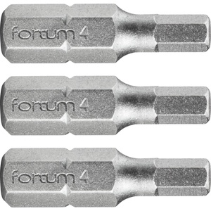 Fortum вкарващ накрайник HEX, 3 бр. , стомана S2; H 4x25mm, в блистери