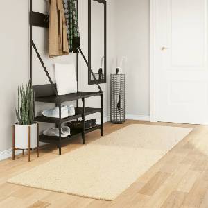 vidaXL Килим HUARTE с къс косъм, мек и миещ се, кремав, 80x250 см (375035)