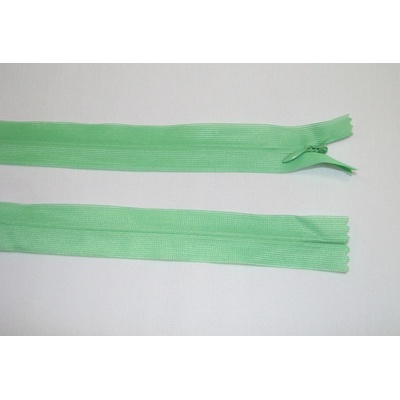 Zips krytý 3mm zelená tyrkys nedeliteľný 50cm dederon