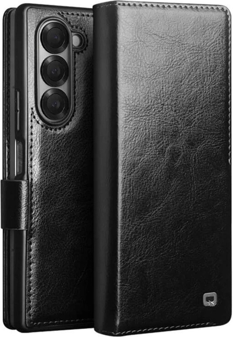 Qialino Кожен Калъф за Samsung Z Fold 6, Qialino Book Case, Черен (59066011118191)