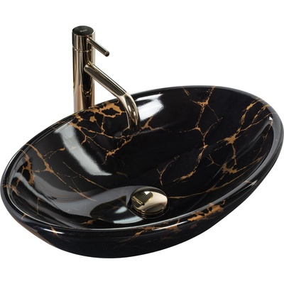 Rea Умивалник за плот REA Pamela Black Marble Shiny (REA-U5067)