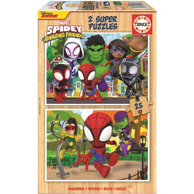 EDUCA Dřevěné Spidey a jeho úžasní přátelé 2x25 dílků