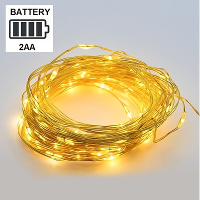 ACA Lighting Apostolidis LED světelný řetěz s časovačem 6 ON/18 OFF na baterie 2XAA IP44 zlatý měděný kabel X0120135 prodloužená záruka na 2 roky