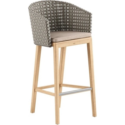 Royal Botania Teakové barové křeslo Calypso, rám teak, výplet umělý ratan kris kross, bez sedáku