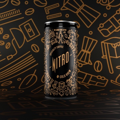 Hard Beans Nitro Cold Brew Colombia Výběrová káva s dusíkem Bez cukru 200 ml