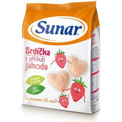 SUNAR Detský snack srdiečka s príchuťou jahoda 50 g