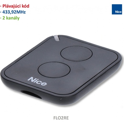Vysielač 2-kanálový, 433MHz, plávajúci kód, čierny