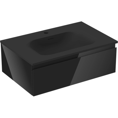 Orio шкаф за баня 70 см с мивка Vela, 1 чекмедже, черен гланц/черен мат - 91A10-07023-1-BF70-W23M71 (91A10-07023-1-BF70-W23M71)