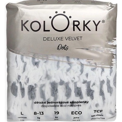 Kolorky DELUXE VELVET Puntíky eko L 8-12kg 19ks