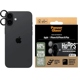 Panzer Протектор - Камера за iPhone 16 / iPhone 16 Plus - PanzerGlass® - Hoops® Протектор за обектив на камера - Черен