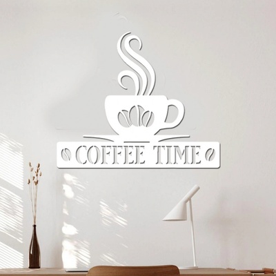 dřevo života Dřevěná dekorace COFFEE Rozměry (cm): 60x52, Zvolte barvu dekoru: Bílá