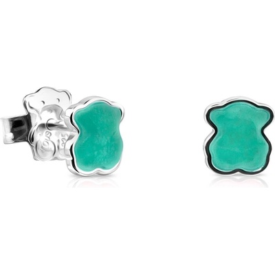 Tous stříbrné medvídkové náušnice s amazonitem Icon Color 815433600