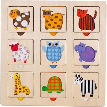 Mikro Big Tree пъзел дървен 25x25см с животни