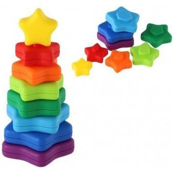 Teddies Věž/Pyramida hvězda barevná stohovací skládačka 8 ks