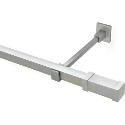 OK-GarnýžeCZ - Garnýž kovová hranatá jednořadá 20x20mm Zanotti satina 380 cm do stěny / na tunýlek - bez kroužků