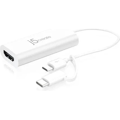 j5create Видео адаптер j5create JUA165C, За андроид, USB-C/USB-B мъжко - HDMI женско, Бял (J5-JUA165C)