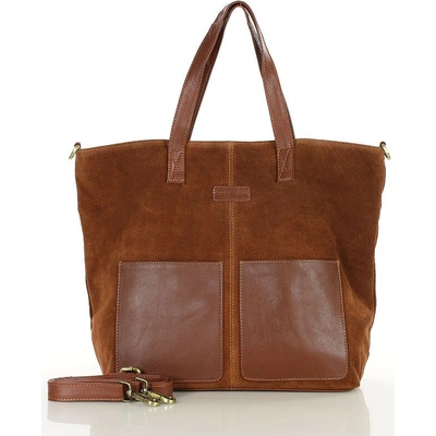 Mazzini Marco Veľká semišová shopper taška s vreckami camel vs123bb