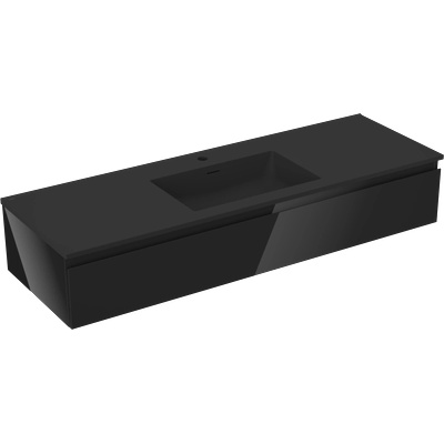 Orio Шкаф за баня 140 см с мивка Otis, 1 чекмедже, черен гланц/черен мат (91A10-14023-1-BF70-W18M71)