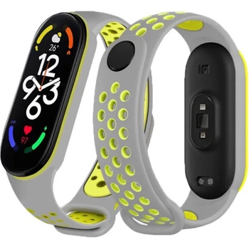 Planet Tech Каишка за Xiaomi Mi Band М3, М4, M5, M6, M7 фитнес гривна, Сиво жълта (MiBand1-3)