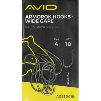 Avid Carp Armorok Hooks Wide Gape Barbed vel.4 10 ks