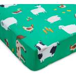 Catherine Lansfield Зелен еластичен двоен детски чаршаф 135x190 cm Farmyard Animals - Catherine Lansfield (BD/56964/W/DFD/GR)
