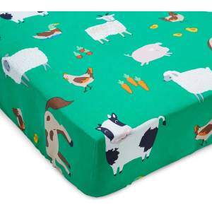 Catherine Lansfield Зелен еластичен двоен детски чаршаф 135x190 cm Farmyard Animals - Catherine Lansfield (BD/56964/W/DFD/GR)