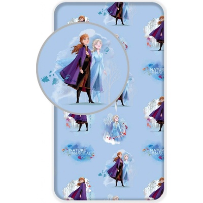 Jerry Fabrics Jersey plachta Frozen 2 Blue Leaves 90x200