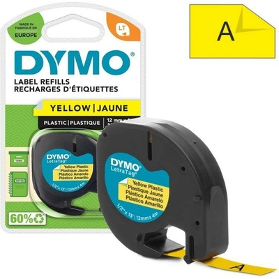 Páska DYMO LetraTag, černý tisk, 12mm (59423) žlutá pvc, 4m