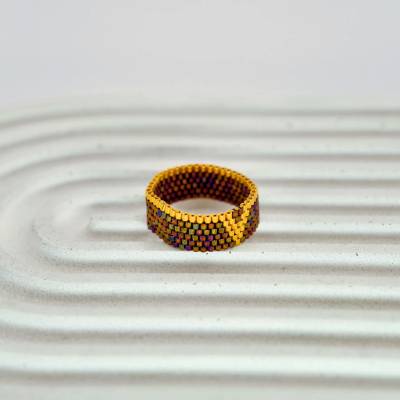 Janska Design Prstýnek Hnědo bronzový se zlatou PRS0004