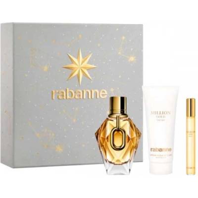 Paco Rabanne Комплект за жени Paco Rabanne 1 Million Gold - Парфюмна вода 90 мл + Мини Парфюмна вода 10 мл + Лосион за тяло 100 мл